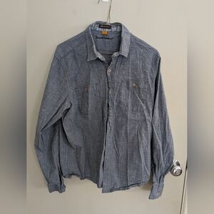 Tailor Vintage Large Men's Casual Heather Blue Button Down Shirt EUC